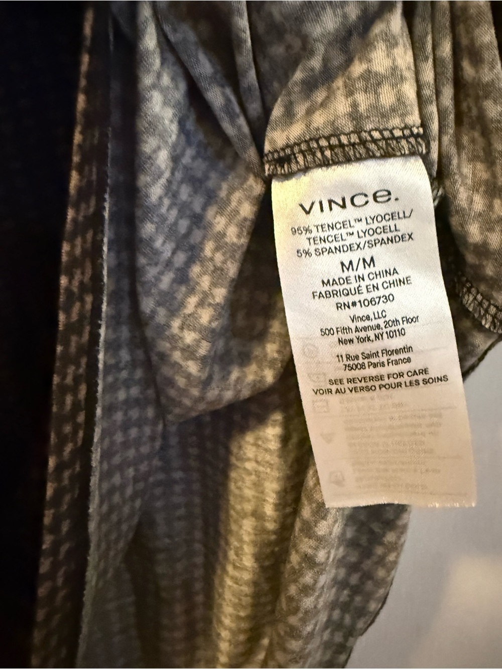 Vince Brushed Check Crew Tee, Size M - Picture 11 of 11